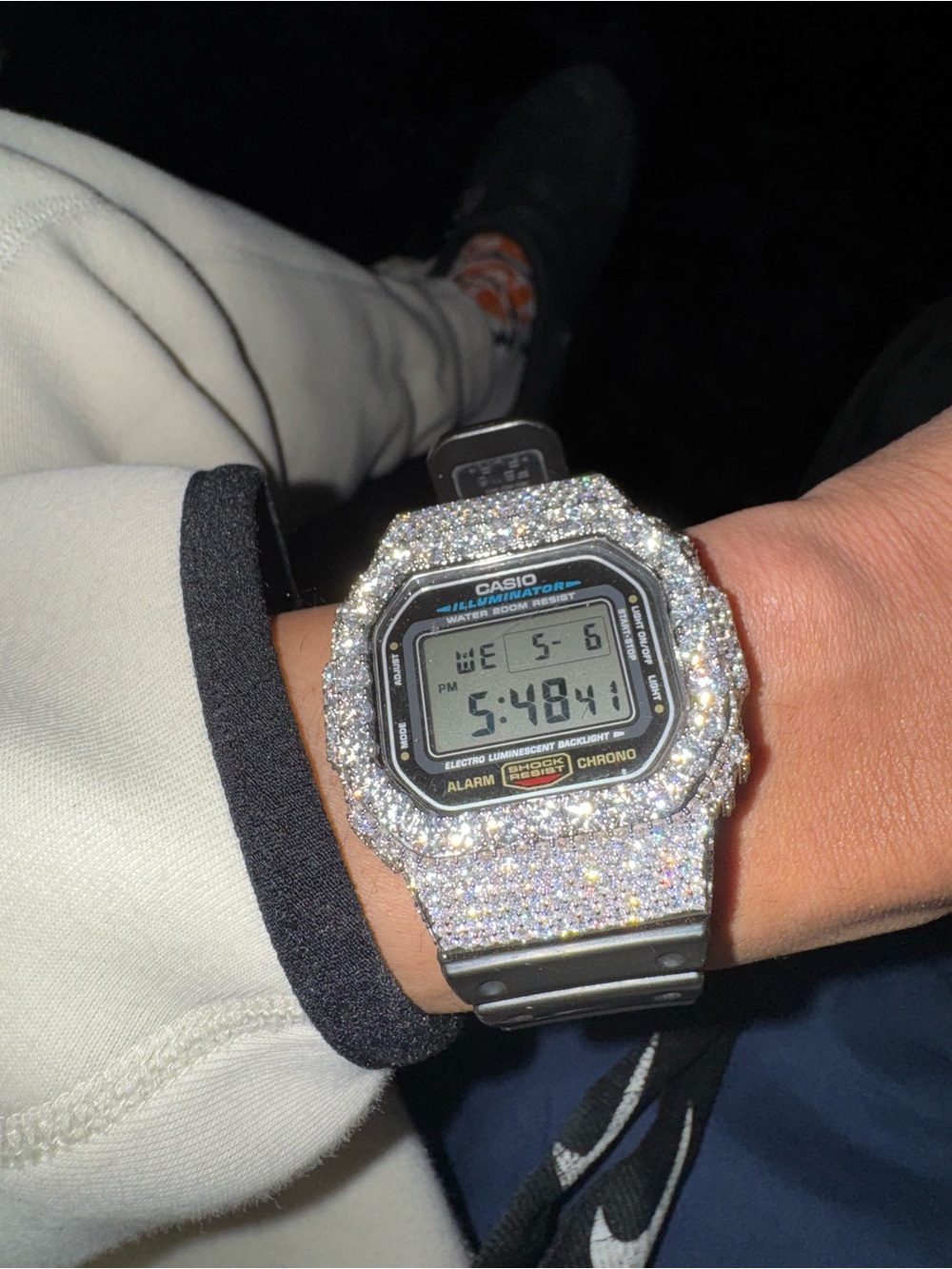 Casio Digital Watch with Sparkling Silver Moissanite Case